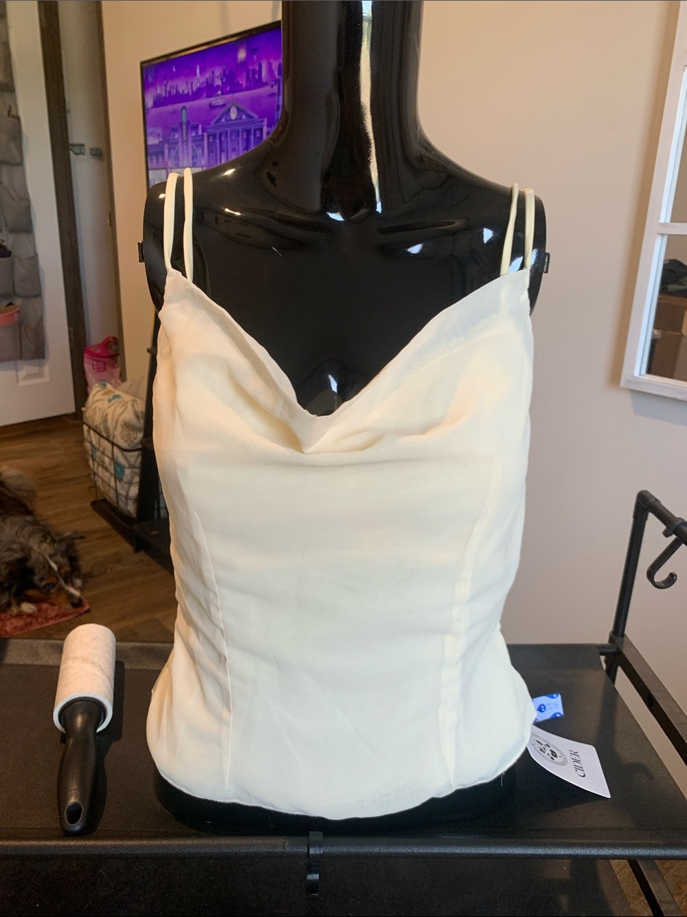 #76 Cider Cream Double-Strap Cowl Neck Camisole